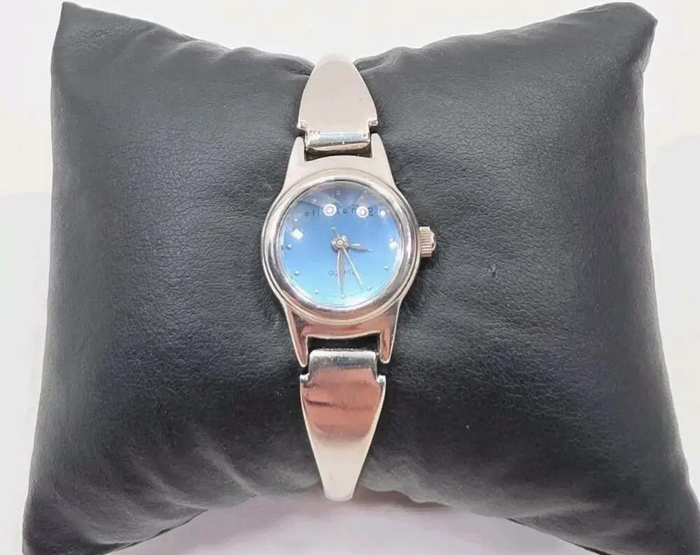 Ellemenno Women’s Silver Tone Stainless Steel Watch Blue Face New Battery W335